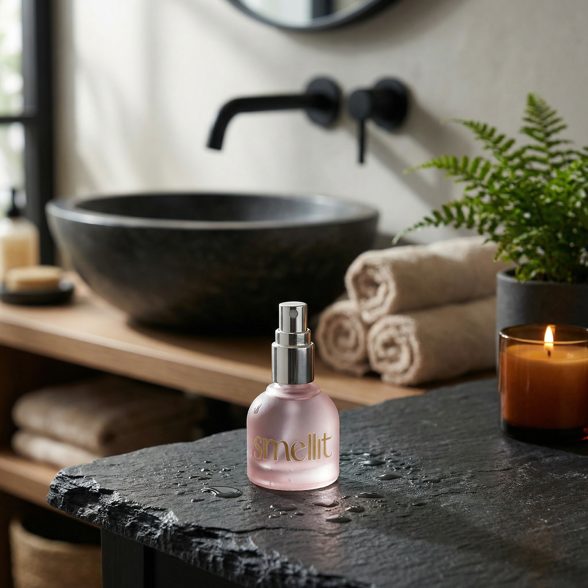 Perfume Smellit em ambiente elegante